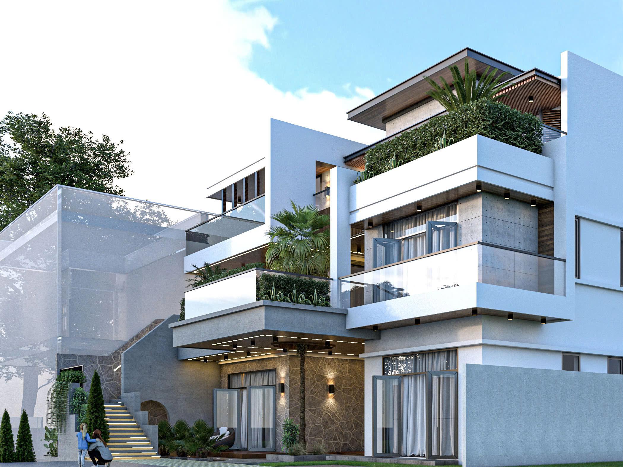 Biệt thự hiện đại, Nhà ở riêng — Diễn họa 3D · DAN ASE