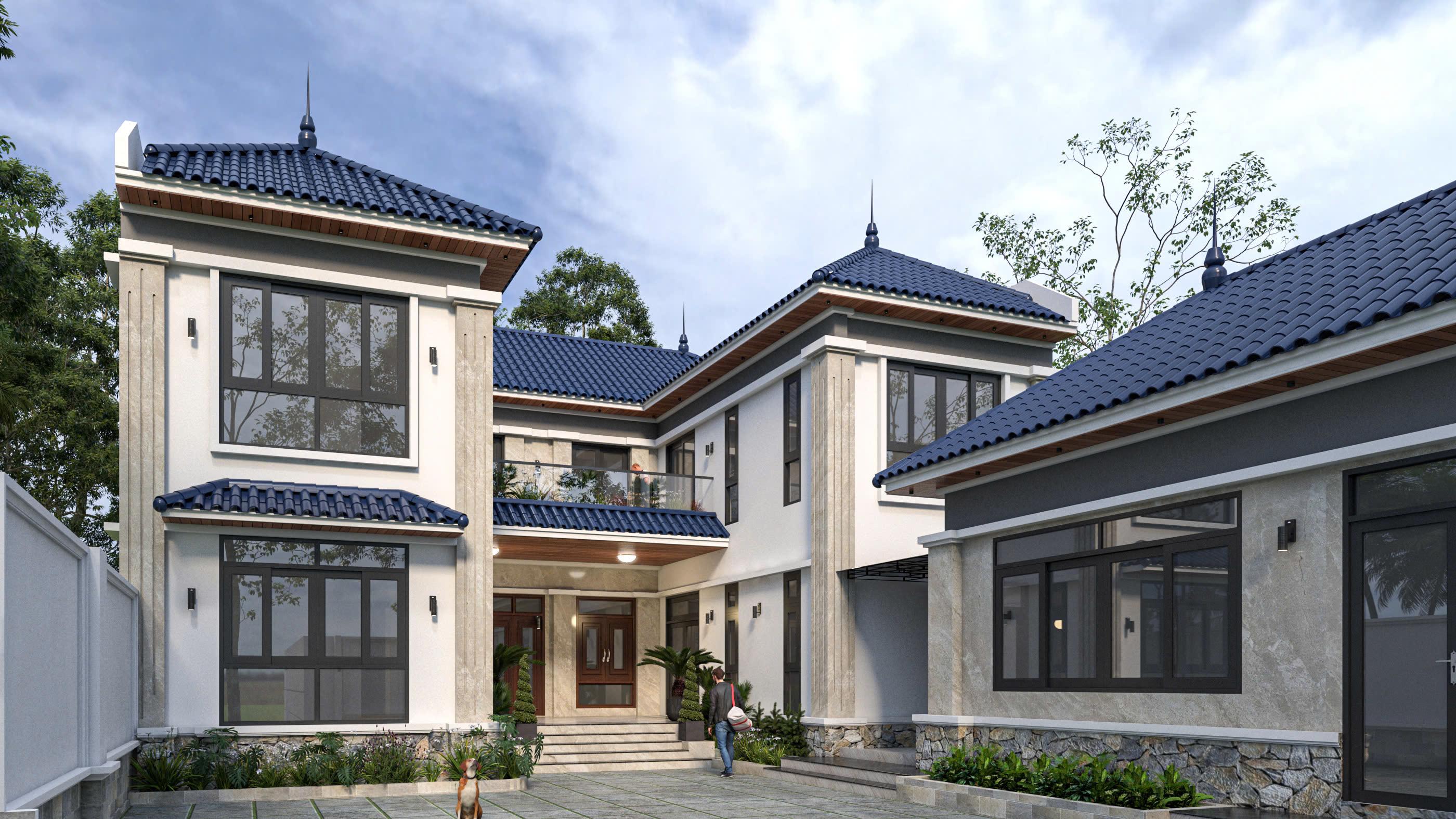 Biệt thự mái ngói, Biệt thự sân vườn — Diễn họa 3D · DAN ASE