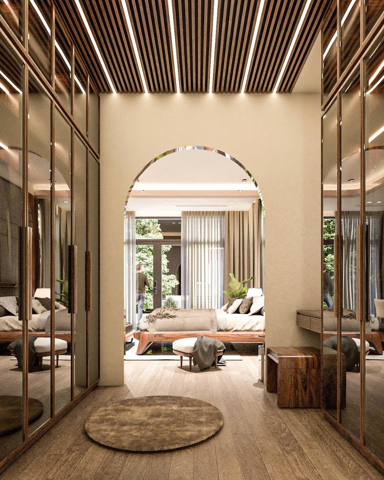 Refined walnut-and-brass interior detail by DAN ASE